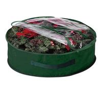 Ram® Green Christmas Zip Up Wreath Storage Bag 60CM Garland Wreaths Container with Clear Window