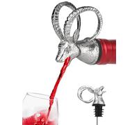 Ram Head Wine Pourer, Animal Wine Bottle Stopper and Liquor Pour Spout, Goat Antelope Wine Aerator with Silicone Rubber Fit, Metal Barware Gift for Wine Lovers, Fits Most Standard Bottles