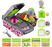 Ram® Mandoline 13 in 1 Vegetable Slicer Food Cutter and Shredder Food Dicer Interchangeable Blades Grater, Chopper, Food Container All in ONE Slicer