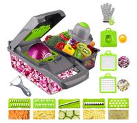 Ram? Mandoline 13 in 1 Vegetable Slicer Food Cutter and Shredder Food Dicer Interchangeable Blades Grater, Chopper, Food Container All in ONE Slicer