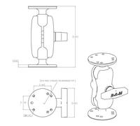 Ram Mounts C Size Short Two Round Plate Universal Double Ball Mount