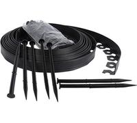 Ram Online Ram 10M Metre Flexible Plastic Lawn Edging Border Fence With 40 Securing Pegs Black
