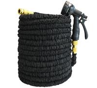 RAM ONLINE Ram® Expanding Garden Hose, 100FT, Black, Flexible Rubber, for Garden Watering and Lawn