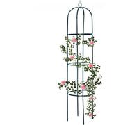 Ram Online Ram Large 2M Green Metal Garden Obelisk Heavy Duty Strong Tubular Plant Cage