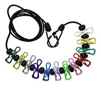 Ram® Portable Clothesline Elastic Washing Adjustable Rectractable Airer Windproof Clothes Line With 12 x Washing Pegs Camping Travel Clothes Line