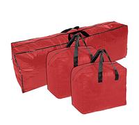 Ram® RED 3 Pieces HEAVY DUTY Large Christmas Tree Bag With 2 x Decorations Bag With Zip Waterproof Christmas Tree Storage Bags And Decorations Bag