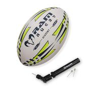 Ram Rugby Academy Trainer Rugby Ball (Size 3 & Mini Pump) 3 ply, Club Quality Rugby Training Ball - 3-D Grip for ultimate Passing & Catching Control - Suitable for Youth, Kids & Children