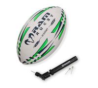 Ram Rugby Academy Trainer Rugby Ball (Size 4 & Mini Pump) 3 ply, Club Quality Rugby Training Ball - 3-D Grip for ultimate Passing & Catching Control - Suitable for Youth, Kids & Children