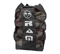 Ram Rugby - Breathable Rugby Ball Bag - Holds 16 x Size 5 Balls - Durable Nylon Mesh Storage with Adjustable Strap & Drainage Hole - Large Sports Equipment Bag for Rugby, Football, Soccer - Dark Grey