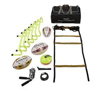 Ram Rugby - Fitness and Skills Training Set - Inc Gripper 2.0 Pro Trainer, Pass Developer & Solo Skills Rugby Ball & Mini Ball Pump, Kicking Tee, 6 Hurdles, 4M Agility Ladder, Skipping Rope, 20 cones…