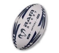 Ram Rugby Optima Hybrid Rugby Ball, Size 5 - Navy | In-seam valve, 3D dot grip, Super Bladder, hand-stitched; hybrid ball for training and junior matches