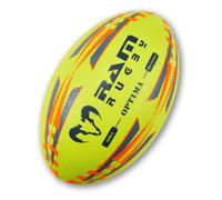 Ram Rugby Optima Hybrid Rugby Ball, Size 5 - Neon Yellow | In-seam valve, 3D dot grip, Super Bladder, hand-stitched; hybrid ball for training and junior matches