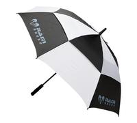 Ram Rugby Premium Umbrella - 8 Panel Black & White Large Umbrella with Vented Top - 135 cm Diameter, Push Button Instant Open, Fibre Glass FRAMe, Rubber Chevron Grip Handle - Includes Sheath
