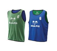 Ram Rugby Reversible Numbered Bibs - Set of 15 Training Bibs for Easy Player Identification - Durable & Breathable for Contact Training - Sizes Senior, Intermediate, Junior - Mesh Storage Bag Included