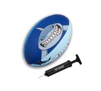 Ram Rugby Shark Attack Squad Trainer Rugby Ball & Mini Pump - Available in Size 5, 4, 3, & 1 (Mini) - For Kids & Adults - 7 Crazy Fun Designs - Club Quality Training Rugby Ball - Great