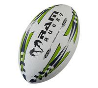 Ram Rugby - Squad Training Micro Rugby Ball - Size 2.5-3-D Grip for Passing & Catching - Suitable for Ages 3-6 - Same Construction as Regular Ball - Colour: Lime Green and Navy