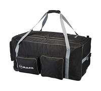 Ram Rugby Team Kit Bag Pro - Durable Cordura Material, Reinforced Base, 3 Tractor Wheels, Retractable Luggage Handle, Perfect for Storing Training Equipment - Black/Silver, 2 Sizes Large & Medium