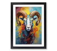 Ram Sheep Expressionism No.2 Framed Print | A2 Black Framed Wall Art | Ready to Hang | Eclectic Animal Picture | Living Room Bedroom Lounge Office