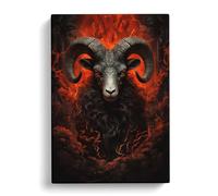 Ram Sheep Gothic Art Canvas Print | Gallery Wrapped 30mm Frame Wall Art | 30x20 inches | Ready to Hang | Contemporary Animals Picture | Living Room Bedroom Lounge Office