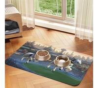 Ram Sheep Robot Pet Feeding Mat Dog Cat Eating Food Absorbent Leather Tablecloth for and Water Bowl Waterproof No Stains Quick Dry Non-Slip 17.72 * 11.8IN