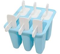 Ram® Silicone Ice Cream Mould Ice Lolly Mould FDA Certified Food Ice Pop Maker Popsicle Molds with Sticks and Drip Guards (6, Blue)