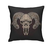 Ram Skull Mandala Black Throw Pillow Covers 18x18 Inch Square Cushion Cover for Sofa Bed Living Room Car Chair Decorative