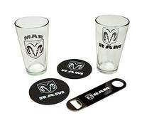 RAM Truck Pint Glass Gift Set 2-pack Glasses and Coasters plus a Bottle Opener
