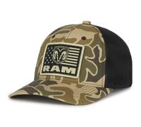 Ram Trucks Dodge Ram Camo Hunting Hat - Mid Profile Structured Baseball Cap with Woven Logo Patch, Adjustable Snapback, One Size