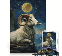Ram Under The Moon Jigsaw Puzzle 1000 Piece for Adults Think Smart Toy Family Joy Accurate Cut Fine Art Piece (38x26cm)