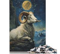 Ram Under The Moon Puzzle Jigsaws 1000 Pieces for Adults Puzzle Jigsaws for Adults Relax Puzzles Games 1000pcs (75x50cm)