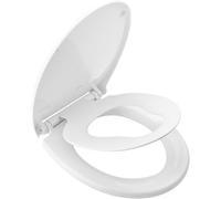 Ram® White Soft Close Family Toilet Seat with Quick Release Function Family Toilet Seat with Built in Child Seat Children Potty Training Toilet Seat with Adjustable Hinges, O Shape