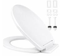 Ram® White Soft Close Toilet Seat with Quick Release for Easy Clean Loo Toilet Seat with Adjustable Hinges Standard O Shape Toilet Seat