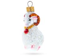 Ram with Bell Glass Christmas Ornament
