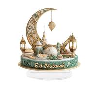 Ramadan Acrylic Ornament, Eid Mubarak Table Sign Decoration, 2D Crescent Moon & Palace Design, Islamic Desktop Decor, Festival Centerpiece Gift for Ramadan Home Decor (E)