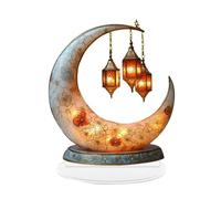 Ramadan Acrylic Ornament, Eid Mubarak Table Sign Decoration, 2D Crescent Moon & Palace Design, Islamic Desktop Decor, Festival Centerpiece Gift for Ramadan Home Decor (D)