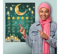 Ramadan Advent Calendar 2026, Ramadan Countdown Calendar for Kids with 60 Star Stickers Ramadan Decorations Wallchart Poster Eid Calendar Ramadan Islamic Gift for kids Eid Mubarak Party Games