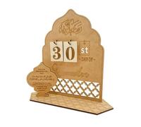 Ramadan Advent Calendar 2026 Reinforced Wooden Countdown to Eid Mubarak Tabletop Decoration Sturdy Construction with Number Plates LED Lights Islamic Gift Box (B)