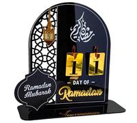 Ramadan Advent Calendar Acrylic Eid Countdown Calendars 30 Days Til Eid Lantern Eid Mubarak Ornament table decor for Eid Mubarak Ramadan Kareem Tabletop Decoration (Black)