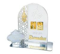 Ramadan Advent Calendar - Acrylic Eid Mubarak DIY Countdown Calendars for Decoration - Craft Ornament Ramadan Gift (Silver)