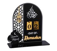 Ramadan Advent Calendar - Acrylic Eid Mubarak DIY Countdown Calendars for Decoration - Craft Ornament Ramadan Gift (Black)