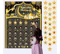 Ramadan Advent Calendar Eid Calendar Countdown, Ramadan Decorations 2024 Ramadan Calendar for Kids, Ramadan Countdown Calendar for Ramadan Games, with 30 Stars Stickers