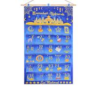 Ramadan Advent Calendar,Ramadan Mubarak Reusable Fabric Advent Calendar 30 Pockets Ramadan Calendar eid Decorations for Gifts