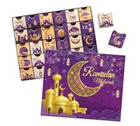 Ramadan Advent Calendar with Drawers, 30 Empty Boxes for 30 days, Eid Mubarak Countdown Calendar Fillable Gift Box, Islamic Art, Cardboard Number Storage Box, Ramadan Party Supplies - Purple