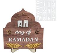 Ramadan Advent Calendar Wooden Countdown Calendar Eid Mubarak Advent Reminder Ornament for Home Decor