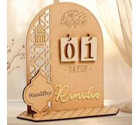 Ramadan Advent Calendar Wooden Countdown Calendars Decorations for Home, 30 Days Til Eid, Ramadan Gift for Kids, Ramadan and Eid Decor