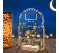 Ramadan Advent Countdown, Acrylic Eid Mubarak Calendar with Mark Pen: Ramadan Decorations for Home Eid Mubarak Table Decor, DIY 30 Days Countdown Calendar 2025 Ramadan Gifts for Kid, Family (D)
