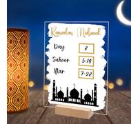 Ramadan Advent Countdown, Acrylic Eid Mubarak Calendar with Mark Pen: Ramadan Decorations for Home Eid Mubarak Table Decor, DIY 30 Days Countdown Calendar 2025 Ramadan Gifts for Kid, Family (A)
