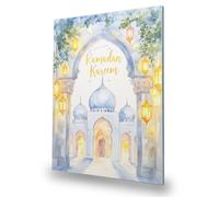 Ramadan Advent Milk Chocolate Calendar - 30 Day Countdown to Eid - Watercolour Mosque Design (Blue Watercolour Mosque Design)