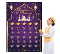 Ramadan Calendar 2025 Ramadan Decorations for Home Eid Activities for Kids Reusable Ramadan Decor Eid Mubarak Poster Ramadan Advent Calendar Decorations for Home Wall