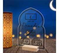 Ramadan Countdown Calendar 2025, Acrylic Eid Advent Calendar with Mark Pen for Ramadan Decor, 30 Day Count Count Down Decorations Islamic Muslim Mosque Table Desk Decor for Home Kids Gifts (E)
